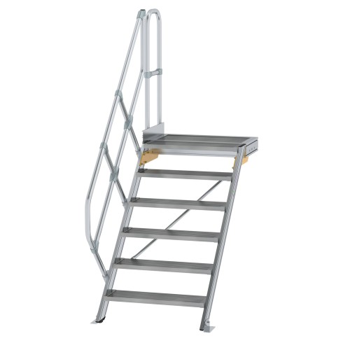 MUNK Treppe mit Plattform 45° inkl. einen Handlauf, 800mm Stufenbreite, 6 Stufen