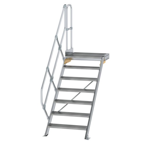 MUNK Treppe mit Plattform 45° inkl. einen Handlauf, 800mm Stufenbreite, 7 Stufen