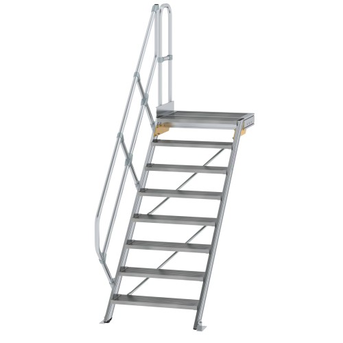 MUNK Treppe mit Plattform 45° inkl. einen Handlauf, 800mm Stufenbreite, 8 Stufen