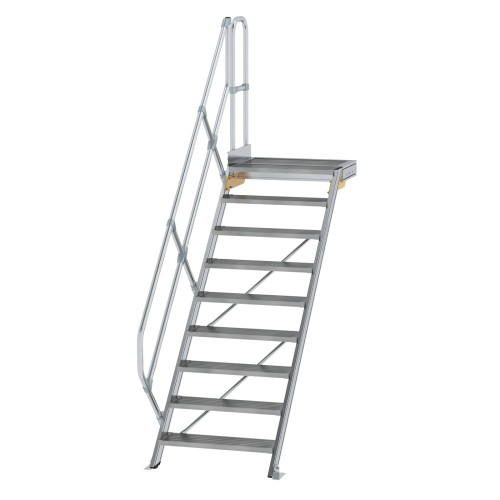 MUNK Treppe mit Plattform 45° inkl. einen Handlauf, 800mm Stufenbreite, 9 Stufen