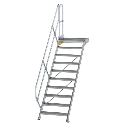 MUNK Treppe mit Plattform 45° inkl. einen Handlauf, 800mm Stufenbreite, 10 Stufen