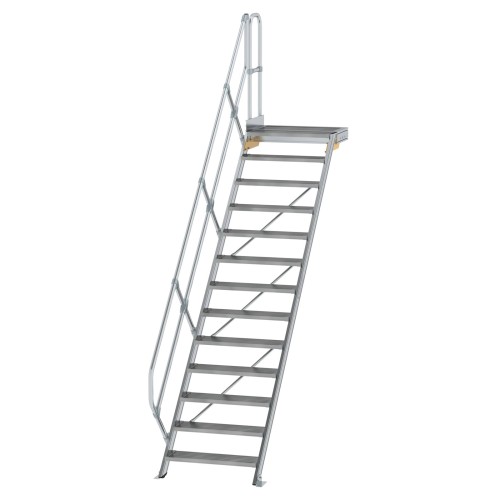 MUNK Treppe mit Plattform 45° inkl. einen Handlauf, 800mm Stufenbreite, 13 Stufen