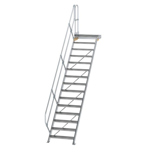MUNK Treppe mit Plattform 45° inkl. einen Handlauf, 800mm Stufenbreite, 15 Stufen