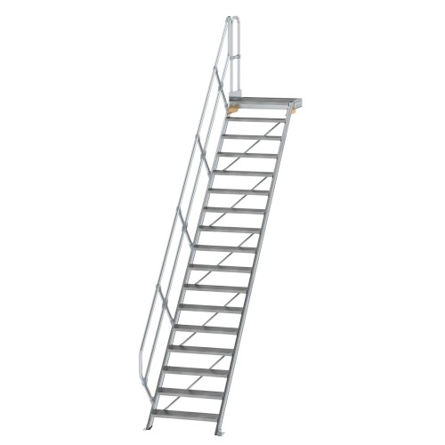 MUNK Treppe mit Plattform 45° inkl. einen Handlauf, 800mm Stufenbreite, 17 Stufen