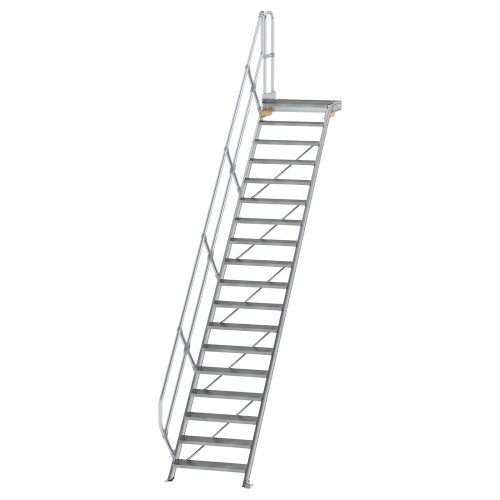 MUNK Treppe mit Plattform 45° inkl. einen Handlauf, 800mm Stufenbreite, 18 Stufen