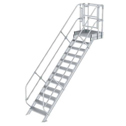 MUNK Treppen-Modul 2500mm Plattformoberkante Aluminium geriffelt 12 Stufen