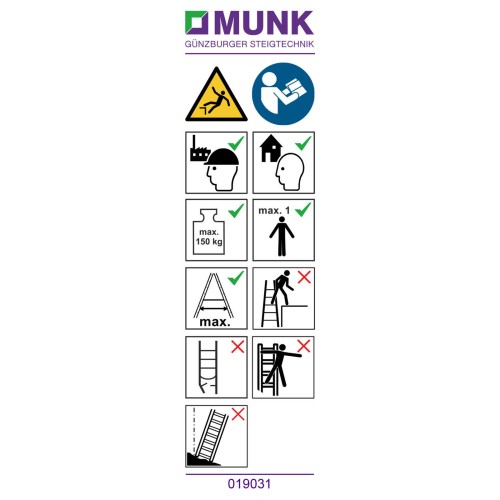 MUNK Produktaufkleber ML-Stehleiter einseitig begehbar 20 Stück
