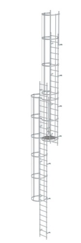 Munk Ortsfeste Steigleitern mit Rückenschutz an maschinellen Anlagen Aluminium blank 10,92m SH