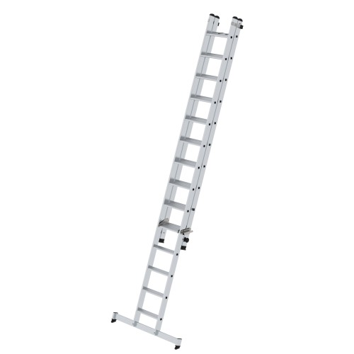 MUNK Stufen-Schiebeleiter mit nivello-Traverse 2-teilig 14+10 Stufen