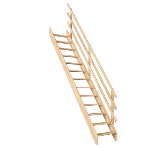 Dolle Raumspartreppe Burgau bis 289cm Geschosshöhe in Buche Leimholz inklusive Geländer