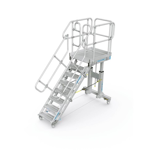Zarges Plattformtreppe höhenverstellbar und fahrbar Plattformhöhe 1.900-2.900mm Stufenbreite 800mm Outdoor