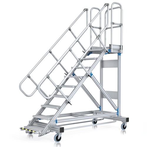 Zarges Plattformtreppe 45° mit Ergo-Stop, 600mm Stufenbreite 9 Stufen