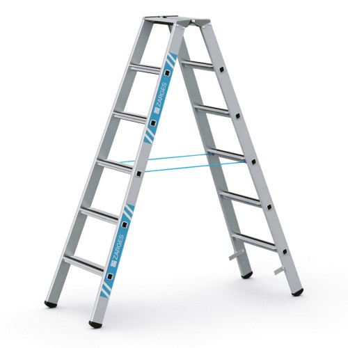 Zarges gebördelte Stehleiter, eloxiert Saferstep B 2x6 Stufen