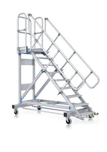 Zarges Plattformtreppe 60° mit Ergo-Stop, 800mm Stufenbreite 13 Stufen