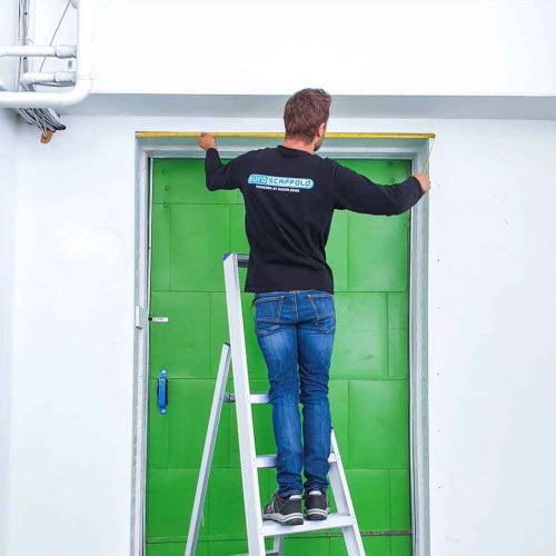 ASC Eurostairs Stufenstehleiter einseitig eloxiert mit Plattform