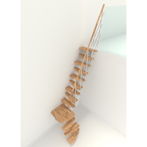 Minka Mittelholmtreppe Quatro Turn 38 - 298cm Geschosshöhe Buche Weiß