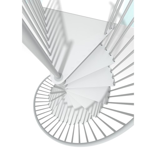 Minka Spindeltreppe Portofino 42 - 300,3cm Geschosshöhe Weiß 160cm Durchmesser
