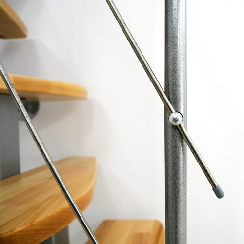 Minka Mittelholmtreppe Quatro ¼-gewendelt in Buche klar lackiert, UK weiß mit 322cm Geschosshöhe