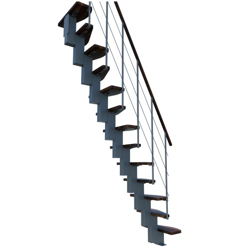 Minka Mittelholmtreppe Quatro 38 - 298cm Geschosshöhe Walnuss Grau