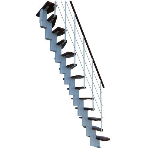Minka Mittelholmtreppe Quatro 38 - 298cm Geschosshöhe Walnuss Weiß