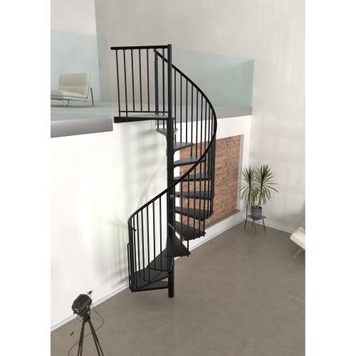 Minka Spindeltreppe Rondo Smart 37 - 305,5cm Geschosshöhe Schwarz 120cm Durchmesser