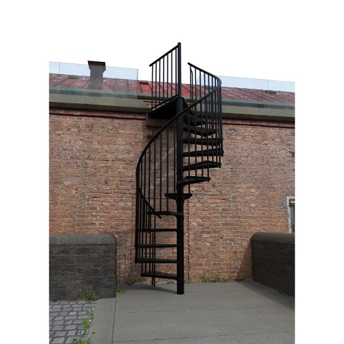 Minka Außenspindeltreppe Rondo Zink Color 38 - 305,5cm Geschosshöhe Schwarz 160cm Durchmesser
