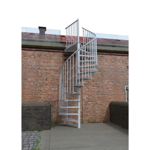 Minka Außenspindeltreppe Rondo Zink Color 38 - 305,5cm Geschosshöhe Weiß 160cm Durchmesser