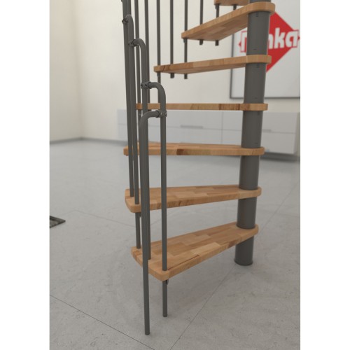 Minka Spindeltreppe Paris 38 - 282cm Geschosshöhe Buche Grau 140cm Durchmesser