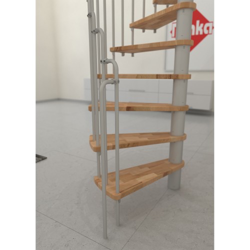 Minka Spindeltreppe Paris 38 - 282cm Geschosshöhe Buche Weiß 140cm Durchmesser