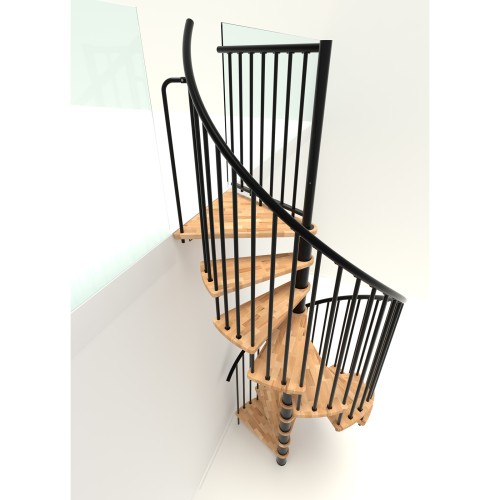 Minka Spindeltreppe Spiral Smart 38 - 305,5cm Geschosshöhe Buche Schwarz 160cm Durchmesser
