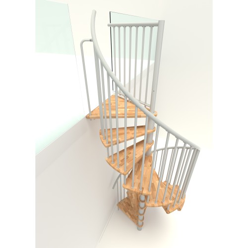 Minka Spindeltreppe Spiral Smart 38 - 305,5cm Geschosshöhe Buche Weiß 100cm Durchmesser