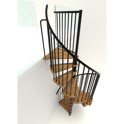 Minka Spindeltreppe Spiral Smart 38 - 305,5cm Geschosshöhe Eiche Schwarz 160cm Durchmesser