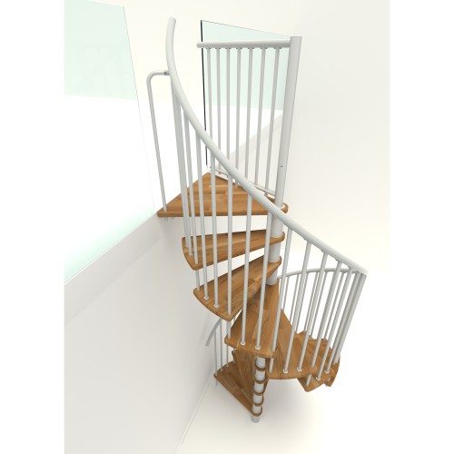 Minka Spindeltreppe Spiral Smart 38 - 305,5cm Geschosshöhe Eiche Weiß 140cm Durchmesser