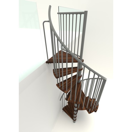 Minka Spindeltreppe Spiral Smart 38 - 305,5cm Geschosshöhe Walnuss Grau 140cm Durchmesser