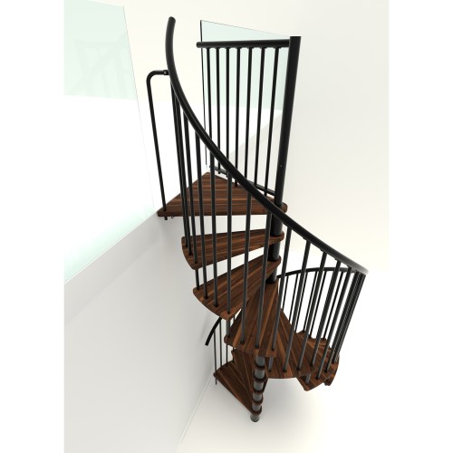 Minka Spindeltreppe Spiral Smart 38 - 305,5cm Geschosshöhe Walnuss Schwarz 120cm Durchmesser