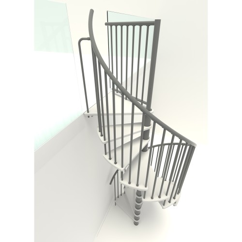 Minka Spindeltreppe Spiral Smart 38 - 305,5cm Geschosshöhe Weiß Grau 140cm Durchmesser