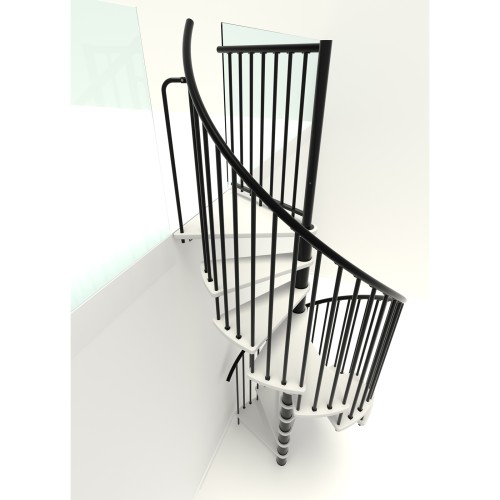 Minka Spindeltreppe Spiral Smart 38 - 305,5cm Geschosshöhe Weiß Schwarz 120cm Durchmesser