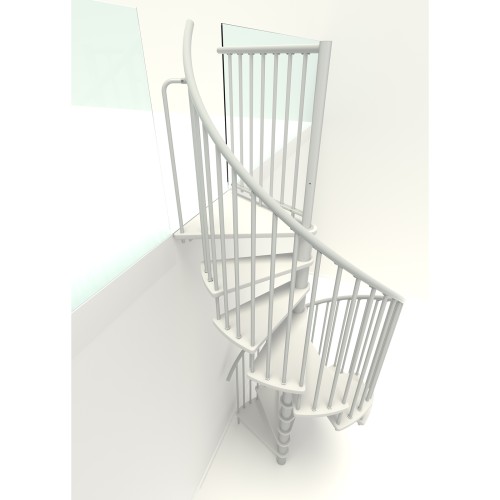 Minka Spindeltreppe Spiral Smart 38 - 305,5cm Geschosshöhe Weiß Weiß 140cm Durchmesser