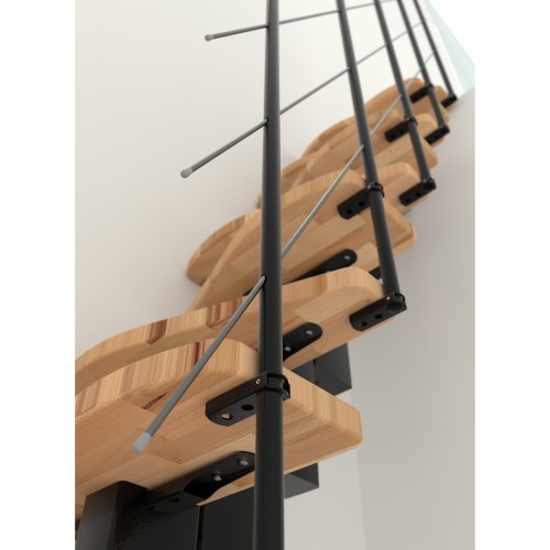 Minka Mittelholmtreppe Quatro Turn 38 - 298cm Geschosshöhe Buche Schwarz