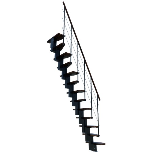 Minka Mittelholmtreppe Quatro 38 - 298cm Geschosshöhe Walnuss Schwarz