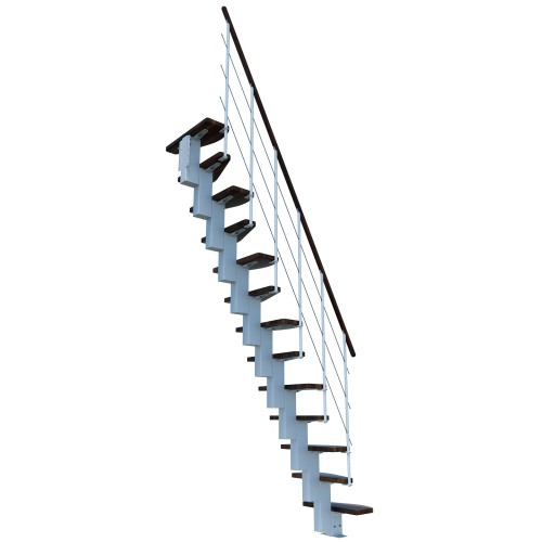 Minka Mittelholmtreppe Quatro 38 - 298cm Geschosshöhe Walnuss Weiß