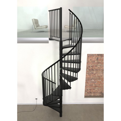 Minka Spindeltreppe Rondo Smart 37 - 305,5cm Geschosshöhe Schwarz 120cm Durchmesser
