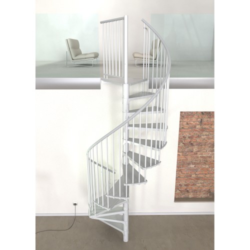 Minka Spindeltreppe Rondo Smart 37 - 305,5cm Geschosshöhe Weiß 120cm Durchmesser