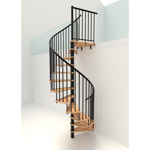 Minka Spindeltreppe Spiral Smart 38 - 305,5cm Geschosshöhe Buche Schwarz 160cm Durchmesser