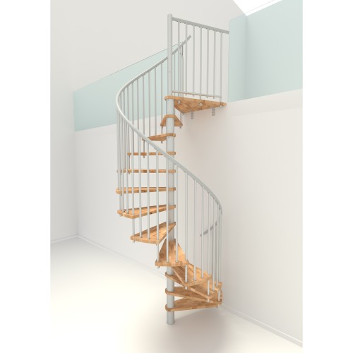 Minka Spindeltreppe Spiral Smart 38 - 305,5cm Geschosshöhe Buche Weiß 100cm Durchmesser