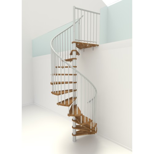 Minka Spindeltreppe Spiral Smart 38 - 305,5cm Geschosshöhe Eiche Weiß 140cm Durchmesser