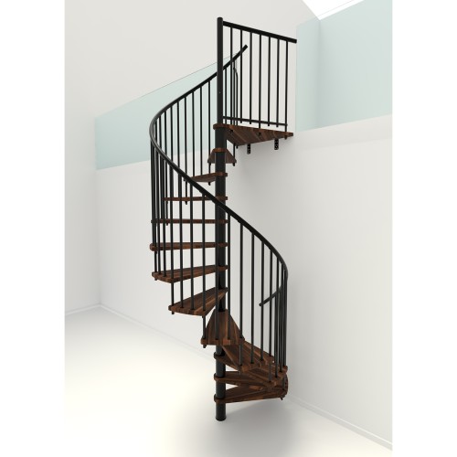 Minka Spindeltreppe Spiral Smart 38 - 305,5cm Geschosshöhe Walnuss Schwarz 120cm Durchmesser