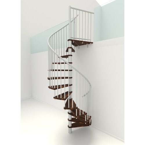 Minka Spindeltreppe Spiral Smart 38 - 305,5cm Geschosshöhe Walnuss Weiß 120cm Durchmesser