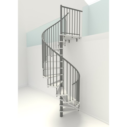 Minka Spindeltreppe Spiral Smart 38 - 305,5cm Geschosshöhe Weiß Grau 140cm Durchmesser