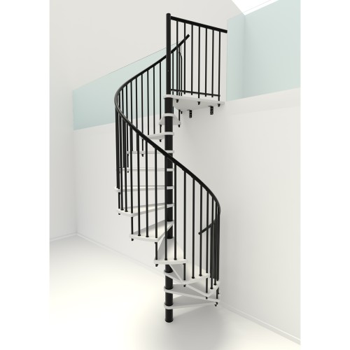 Minka Spindeltreppe Spiral Smart 38 - 305,5cm Geschosshöhe Weiß Schwarz 140cm Durchmesser